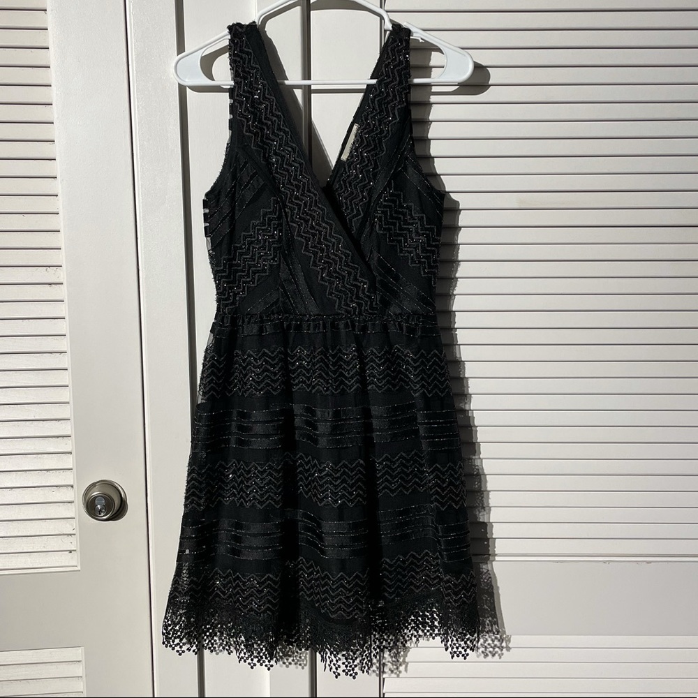 Black Fit And Flare Dress Sparkle & Lace details